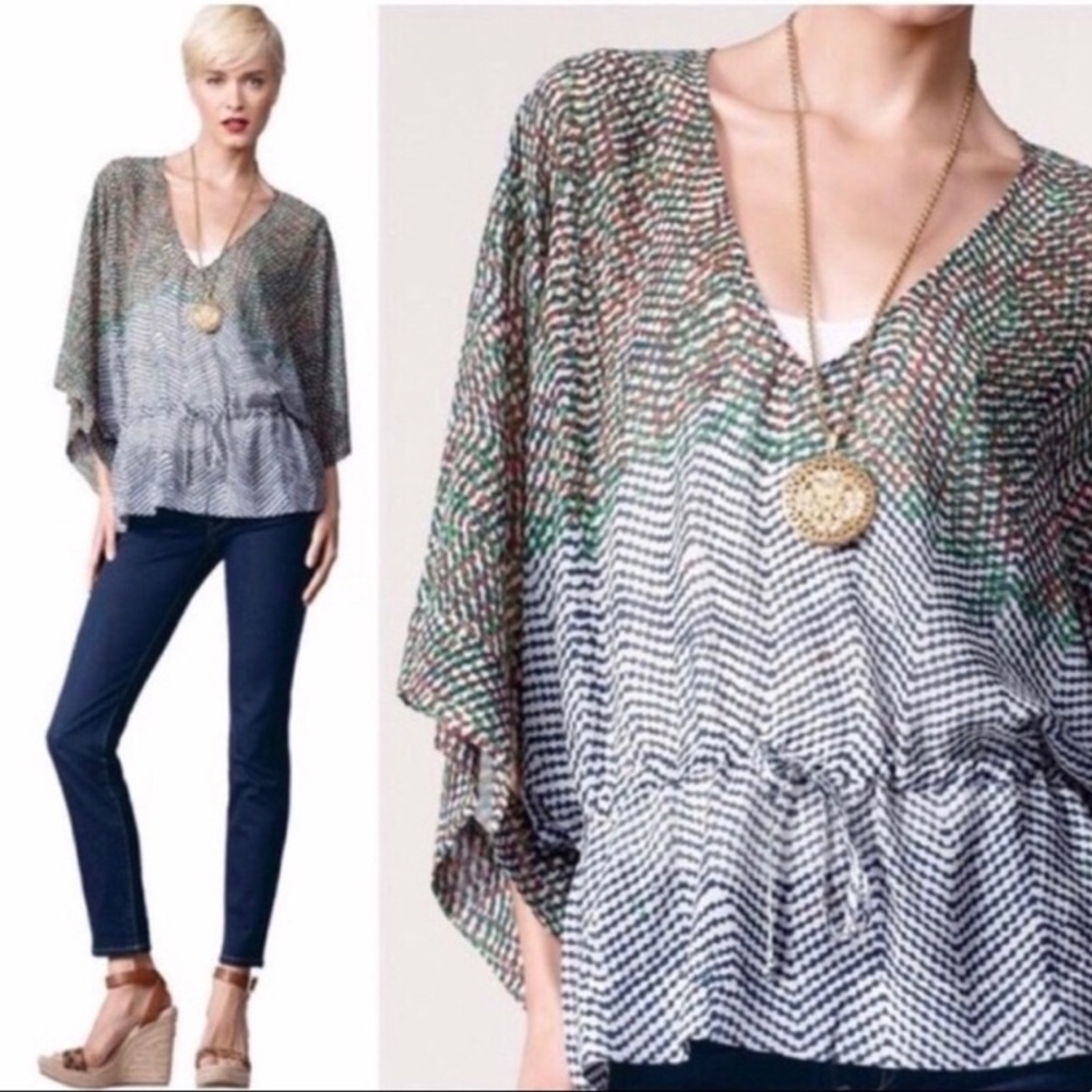 CAbi Style #731 EUC Lightweight Sheer Arts Tunic Elastic Waist